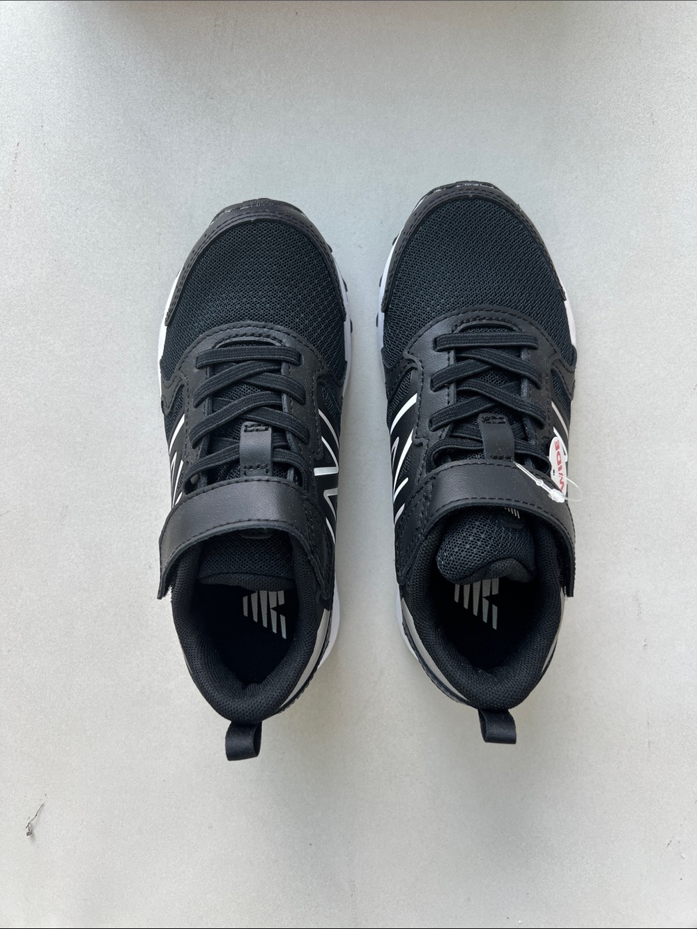New Balance Kids Black and White Hook-and-Loop Sneakers